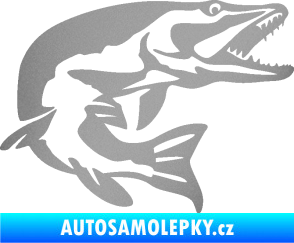 Samolepka Štika 001 pravá stříbrná metalíza