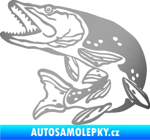 Samolepka Štika 002 levá stříbrná metalíza