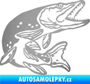Samolepka Štika 002 pravá stříbrná metalíza