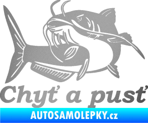 Samolepka Sumec 002 chyť a pusť levá stříbrná metalíza