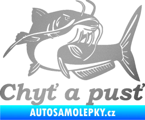 Samolepka Sumec 002 chyť a pusť pravá stříbrná metalíza