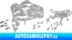 Samolepka Sumec 005 levá se žábou stříbrná metalíza
