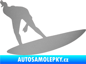 Samolepka Surfař 001 pravá stříbrná metalíza