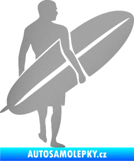 Samolepka Surfař 004 pravá stříbrná metalíza