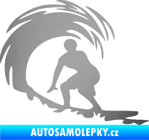 Samolepka Surfař 005 levá velké vlny stříbrná metalíza