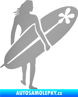 Samolepka Surfařka 003 pravá stříbrná metalíza