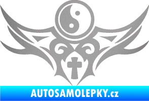 Samolepka Tetování 115 Jin a jang stříbrná metalíza