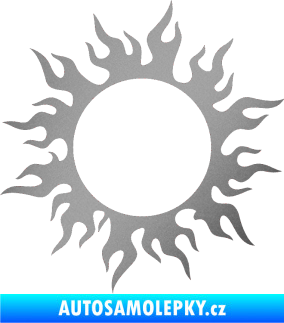 Samolepka Tetování 116 slunce s plameny stříbrná metalíza