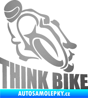 Samolepka Think bike 001 motorkář stříbrná metalíza
