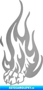 Samolepka Tlapa v plamenech levá stříbrná metalíza