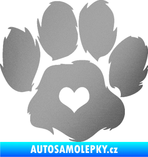 Samolepka Tlapka 006 pravá stříbrná metalíza