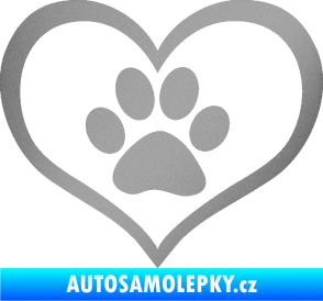 Samolepka Tlapky love 002 stříbrná metalíza