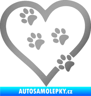 Samolepka Tlapky love 006 levá stříbrná metalíza