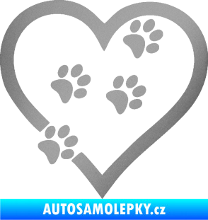 Samolepka Tlapky love 006 pravá stříbrná metalíza