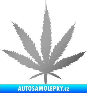 Samolepka Travka 001 lístek marihuany stříbrná metalíza