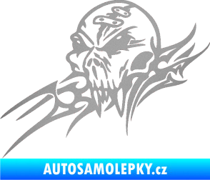 Samolepka Tribal skull levá lebka stříbrná metalíza