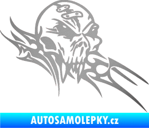 Samolepka Tribal skull pravá lebka stříbrná metalíza