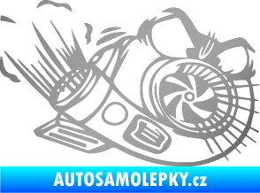 Samolepka Turbo 003 pravá angry stříbrná metalíza