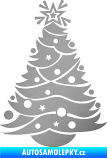 Samolepka Vánoční stromeček 002 stříbrná metalíza
