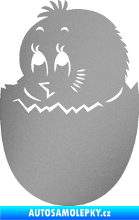 Samolepka Velikonoční dekorace 001 levá kuřátko stříbrná metalíza