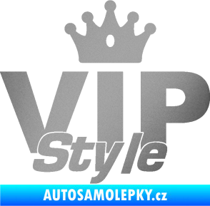 Samolepka VIP styl nápis s korunkou stříbrná metalíza