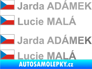Samolepka Vlajka ČR se jménem stříbrná metalíza