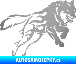 Samolepka Vlk 002 pravá stříbrná metalíza