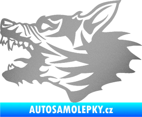 Samolepka Vlk 003 levá stříbrná metalíza