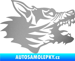 Samolepka Vlk 003 pravá stříbrná metalíza
