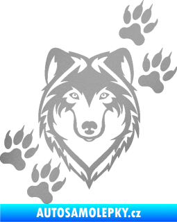 Samolepka Vlk 023 pravá stříbrná metalíza