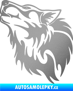 Samolepka Vlk 028 levá stříbrná metalíza