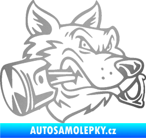 Samolepka Vlk 032 pravá moto s pístem stříbrná metalíza