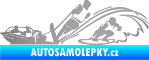Samolepka Vodní lyžování a surf levá stříbrná metalíza