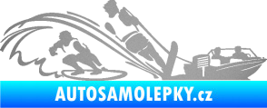 Samolepka Vodní lyžování a surf pravá stříbrná metalíza