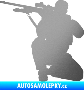 Samolepka Voják 010 levá sniper stříbrná metalíza