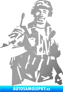 Samolepka Voják 014 pravá stříbrná metalíza