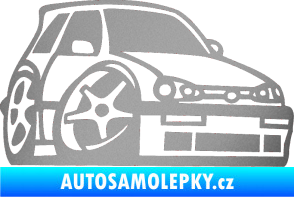 Samolepka VW Golf 3 karikatura pravá stříbrná metalíza