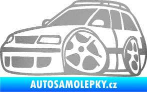 Samolepka VW Passat b6 karikatura levá stříbrná metalíza