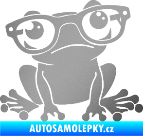 Samolepka Žába 011 pravá kouká s brýlemi stříbrná metalíza