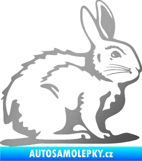 Samolepka Zajíček 001 pravá stříbrná metalíza