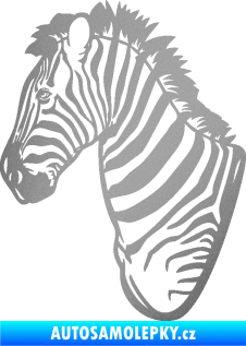 Samolepka Zebra 001 levá hlava stříbrná metalíza