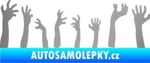 Samolepka Zombie 002 levá mrtví vylézají z hrobu stříbrná metalíza