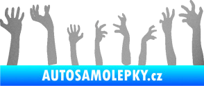 Samolepka Zombie 002 pravá mrtví vylézají z hrobu stříbrná metalíza