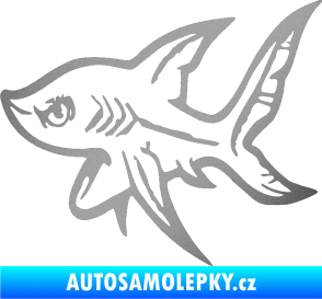 Samolepka Žralok 001 levá stříbrná metalíza