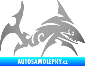 Samolepka Žralok 002 pravá stříbrná metalíza