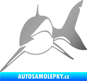 Samolepka Žralok 004 levá stříbrná metalíza
