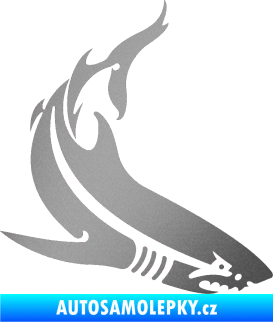 Samolepka Žralok 005 pravá stříbrná metalíza