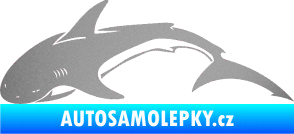 Samolepka Žralok 007 levá stříbrná metalíza
