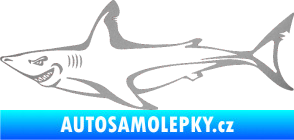 Samolepka Žralok 009 levá stříbrná metalíza
