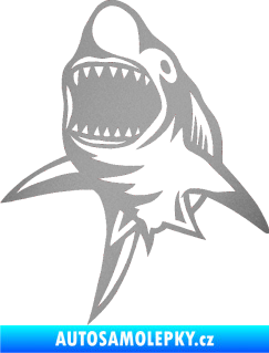 Samolepka Žralok 011 levá stříbrná metalíza